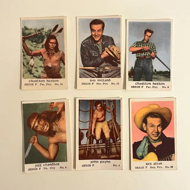 1957 Dutch Gum Serie F Lot of (6) Western Cowboy Theme Charlton Heston Rex Allen