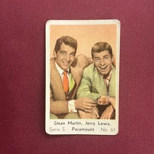 Dean Martin, Jerry Lewis 1957 Dutch Gum Serie S #61 Vintage Trading Card