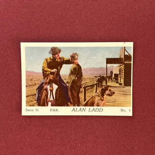 Alan Ladd 1957 Dutch Gum Serie H #5 Vintage Trading Card