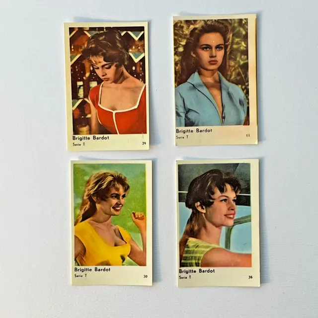 Vintage 1958 Serie T Brigitte Bardot Complete Set Dutch Gum Trading Card