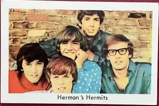 Herman's Hermits 1966-68 Dutch Gum Popbilder Unnumbered Series Trading Card